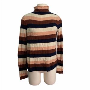 Madewell stripped mock turtleneck knit sweater sm